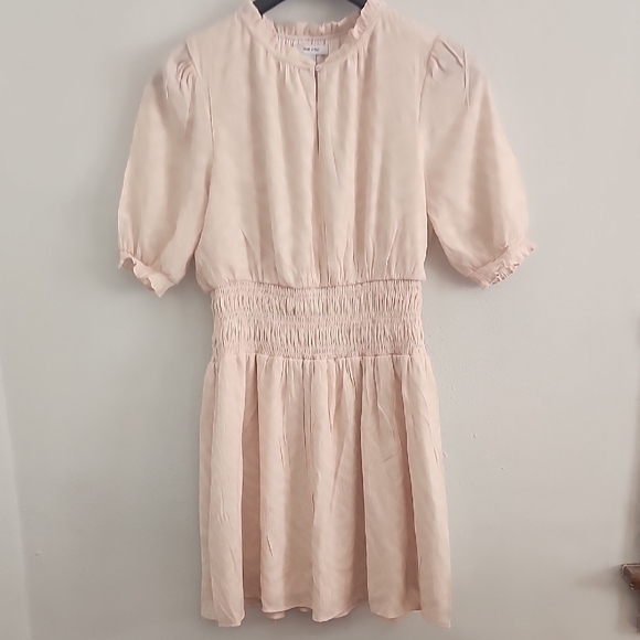 Nine West Cream Smocked Ruffled Mini Dress - Picture 1 of 6